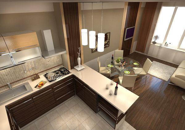 køkken design kombineret med stue