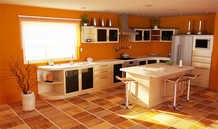 orange køkken design