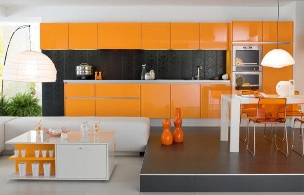 Hvid-orange køkken (42 fotos), orange-grå: hvordan man laver et design med egne hænder, instruktioner, foto og video tutorials