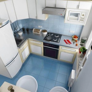 Opstilling af køkkenskabe i et lille rum