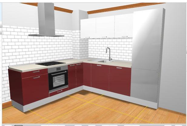 hvidt rødt køkken