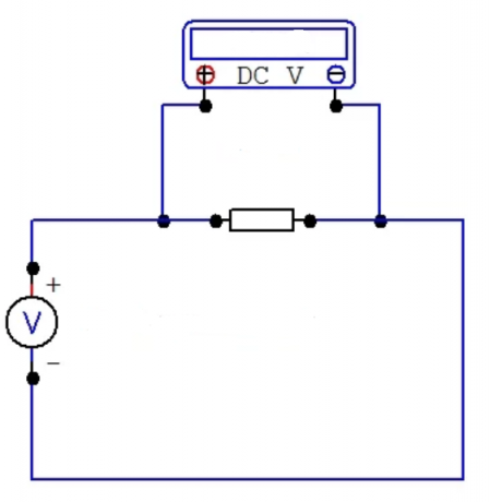 Fig. Skema 3 multimeter forbindelse, når måling DC spænding