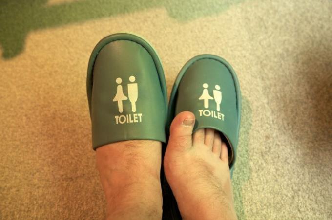 Japanerne er meget årvågne i orden, således at selv til toilettet har de specielle sko. / Foto: travellingjoel.files.wordpress.com