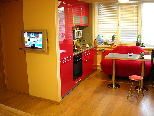 stue design med køkken