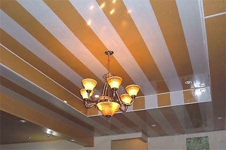 Loftet er lavet af PVC-paneler.