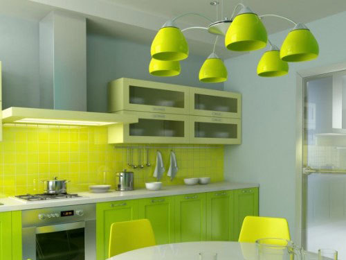 Hvide og grønne køkkener - roligt og hyggeligt interiør