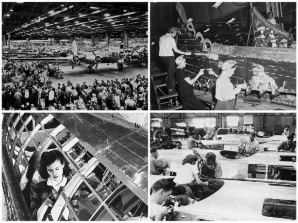 30 tusind. mennesker dagligt arbejde på fabrikken, indsamle bombefly Boeing B-17. | Foto: twizz.ru.