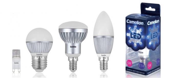 Figur 1. LED lamper med forskellige typer af hætter