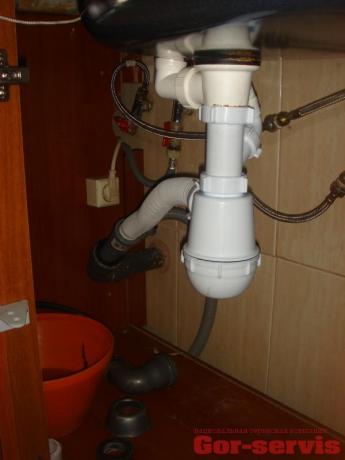 Korrekt organisering af afløbsvinklen fra sifonen til kloakrøret, lavet med en bølgepap