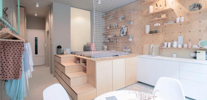 Lejlighed puslespil: Studio 30 m² uden kabinetter